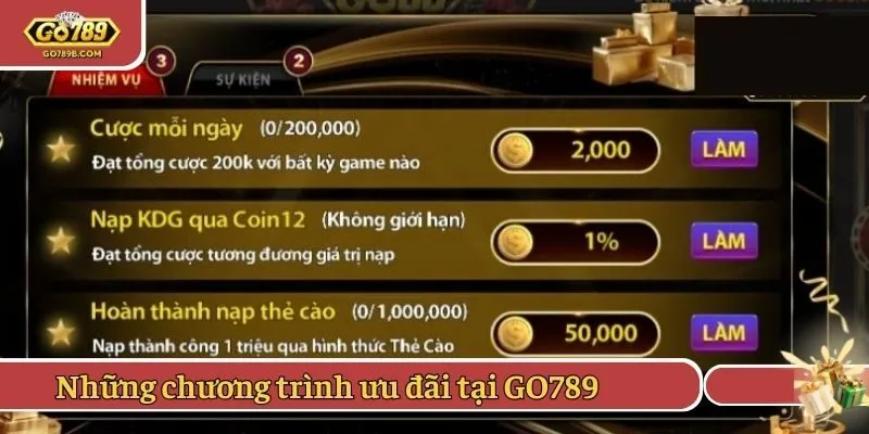 Những chương trình ưu đãi được yêu thích tại GO789